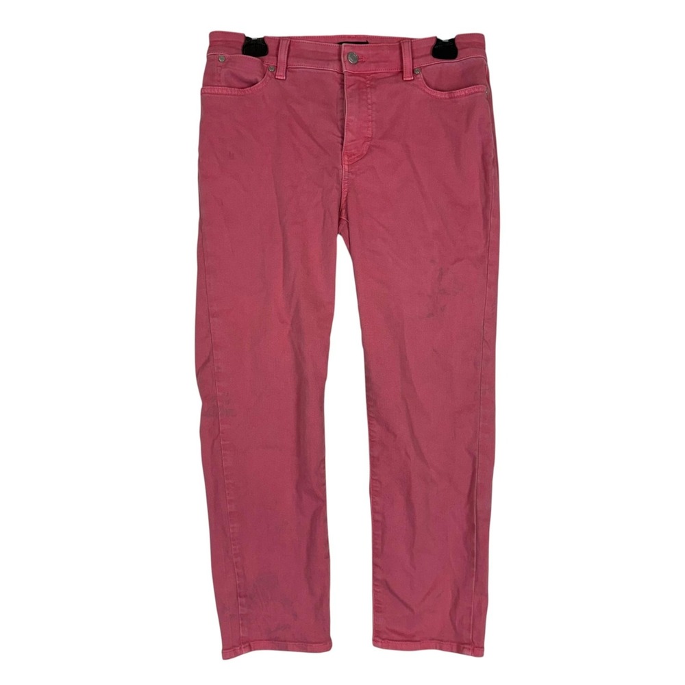 Talbots Straight Leg Crop Jeans Womens 4 Pink Mid Rise Stretch Ankle Denim